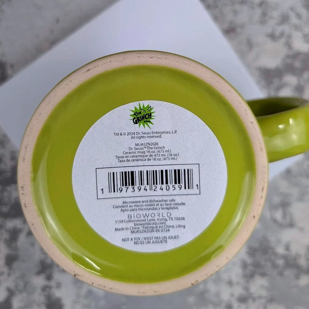 Bioworld Dr Seuss The Grinch Naughty or Nice 16oz Ceramic Coffee‎ Mug Green 2024